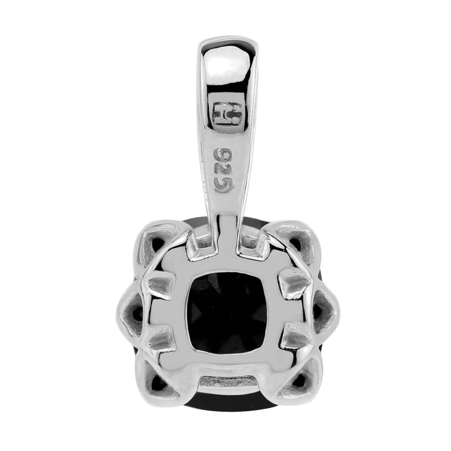 1.92 CTW 8MM Natural Cushion Shape Black Onyx White Gold Plated 925 Sterling Silver Gemstone Pendant with 18 Inch Chain Necklace Jewelry for Women