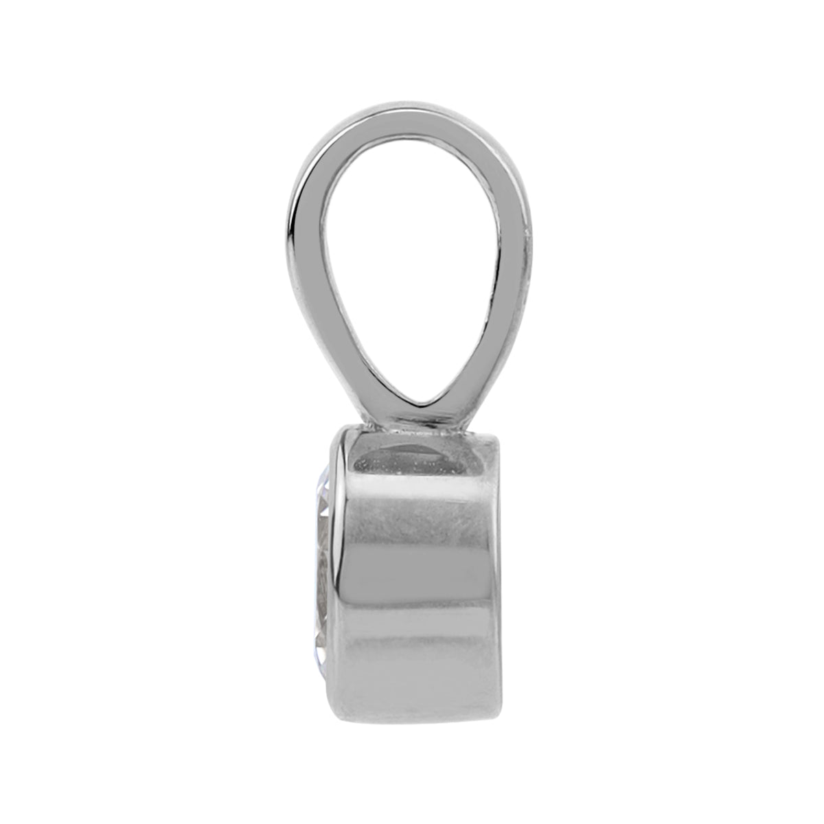 6MM Round Shape Cubic Zirconia White Gold Plated 925 Sterling Silver Bezel Set Solitaire Pendant with 18 Inch Chain Necklace April Gemstone Birthstone Jewelry for Women