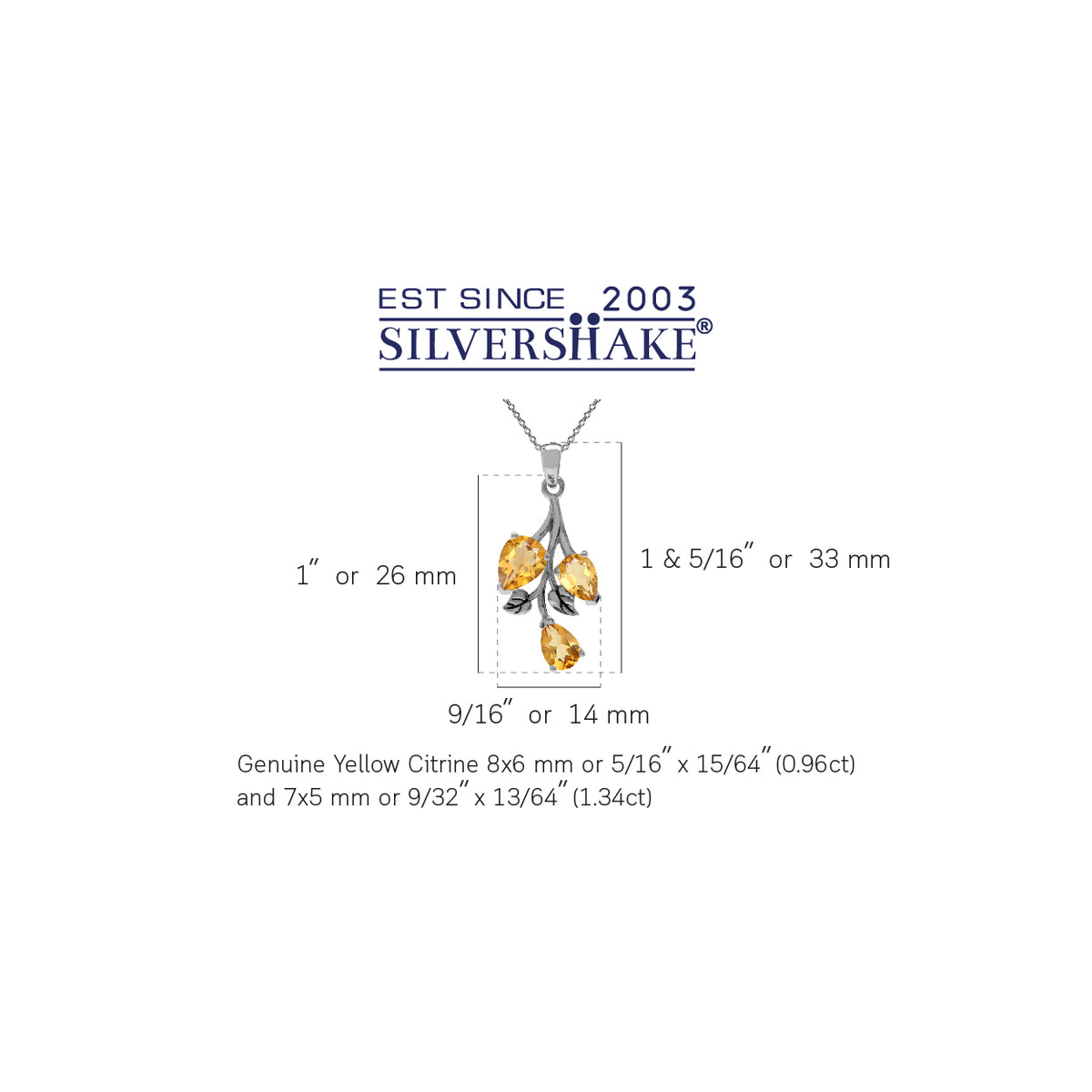 Genuine Yellow Citrine 925 Sterling Silver Leaf Vintage Inspired Pendant with 18 Inch Chain Necklace silvershake