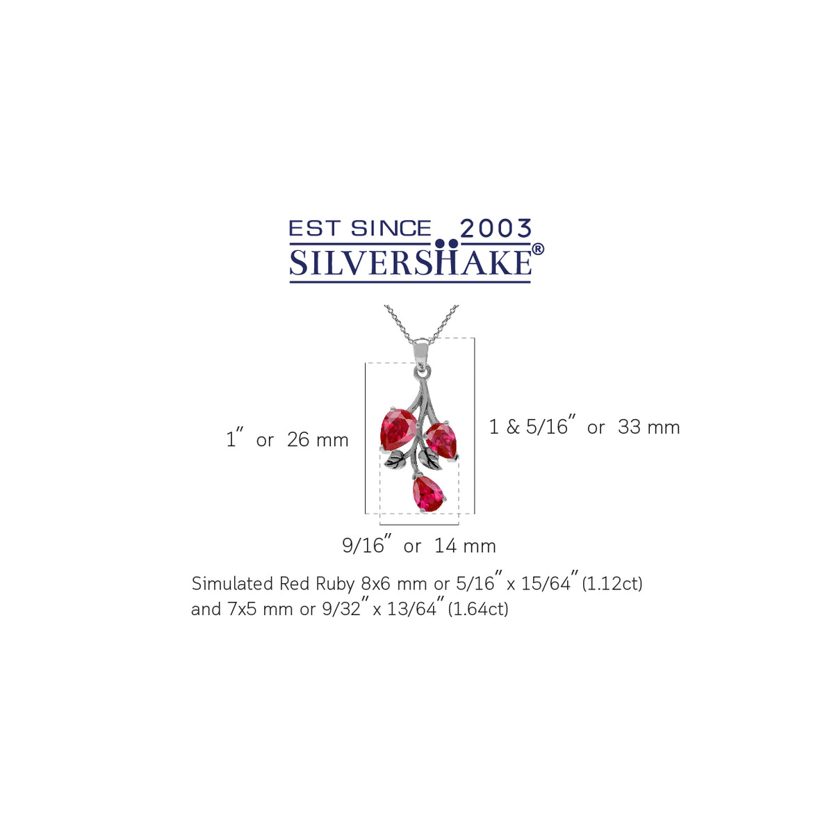 Simulated Pear Shape Red Ruby 925 Sterling Silver Leaf Vintage Inspired Pendant /18" Chain Necklace silvershake