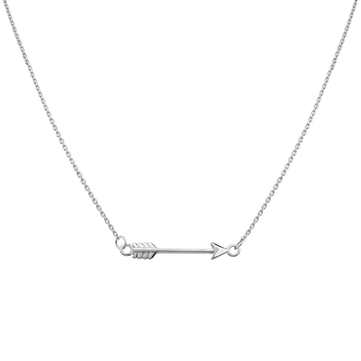 White Gold Plated 925 Sterling Silver Minimalist Arrow Love Casual Pendant with 18 to 21 Inch Adjustable Chain Necklace