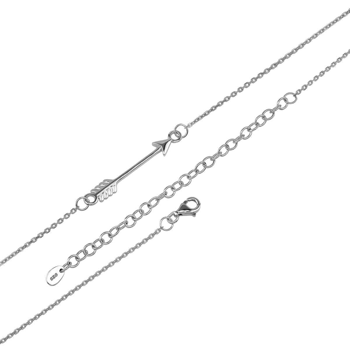 White Gold Plated 925 Sterling Silver Minimalist Arrow Love Casual Pendant with 18 to 21 Inch Adjustable Chain Necklace