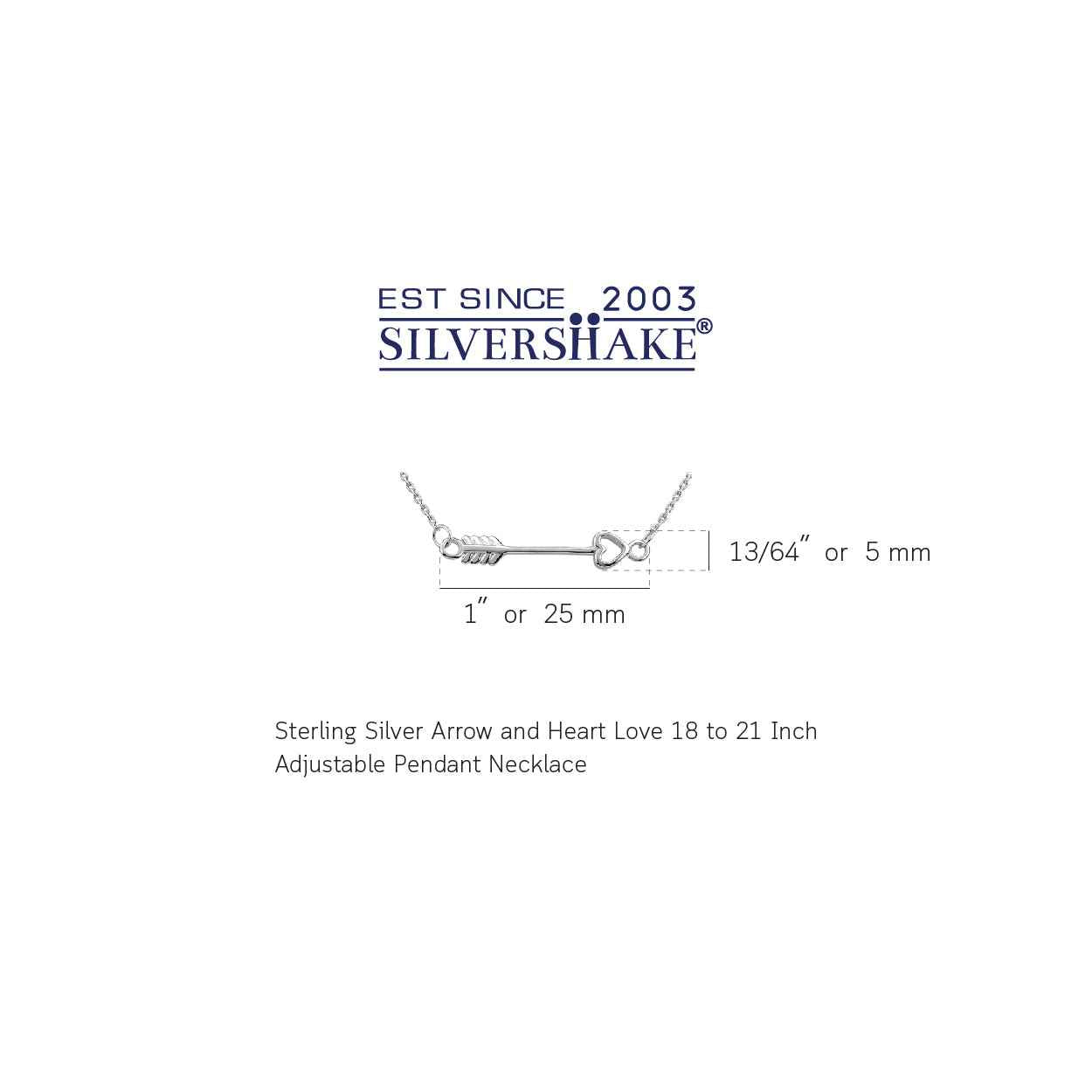 White Gold Plated 925 Sterling Silver Minimalist Arrow and Heart Love Casual Pendant with 18 to 21 Inch Adjustable Chain Necklace