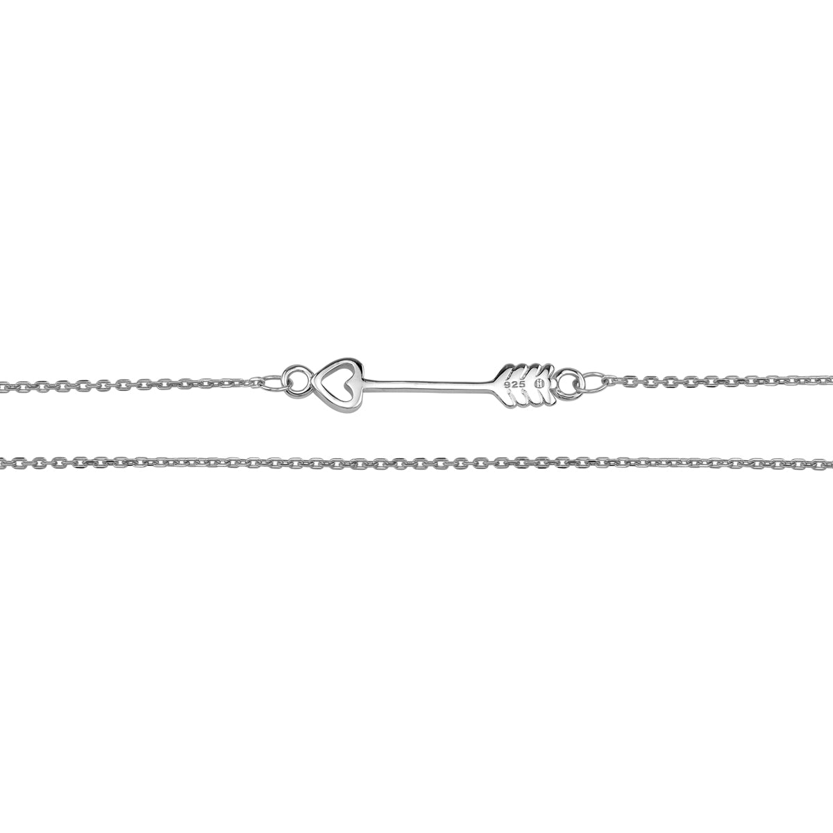 White Gold Plated 925 Sterling Silver Minimalist Arrow and Heart Love Casual Pendant with 18 to 21 Inch Adjustable Chain Necklace
