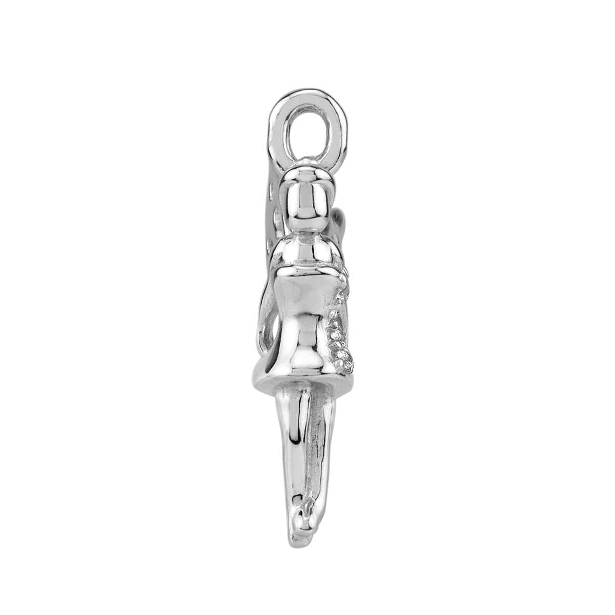 Cubic Zirconia White Gold Plated 925 Sterling Silver Tinkerbell / Fairytale Angel Casual Charm Pendant with 18 Inch Chain Necklace