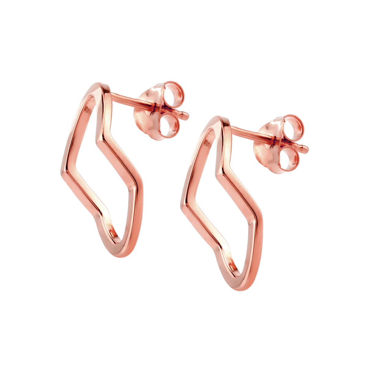 Rose Gold Plated 925 Sterling Silver Oval Shape Geometric Stud Post Earrings