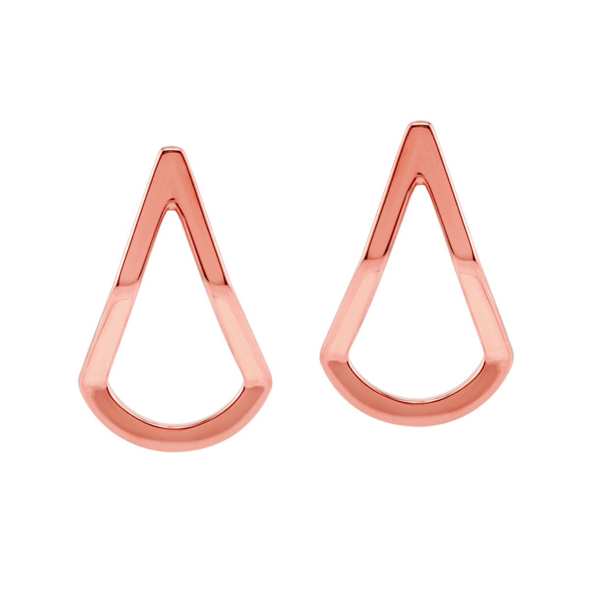 Rose Gold Plated 925 Sterling Silver Pear Drop Shape Geometric Stud Post Earrings