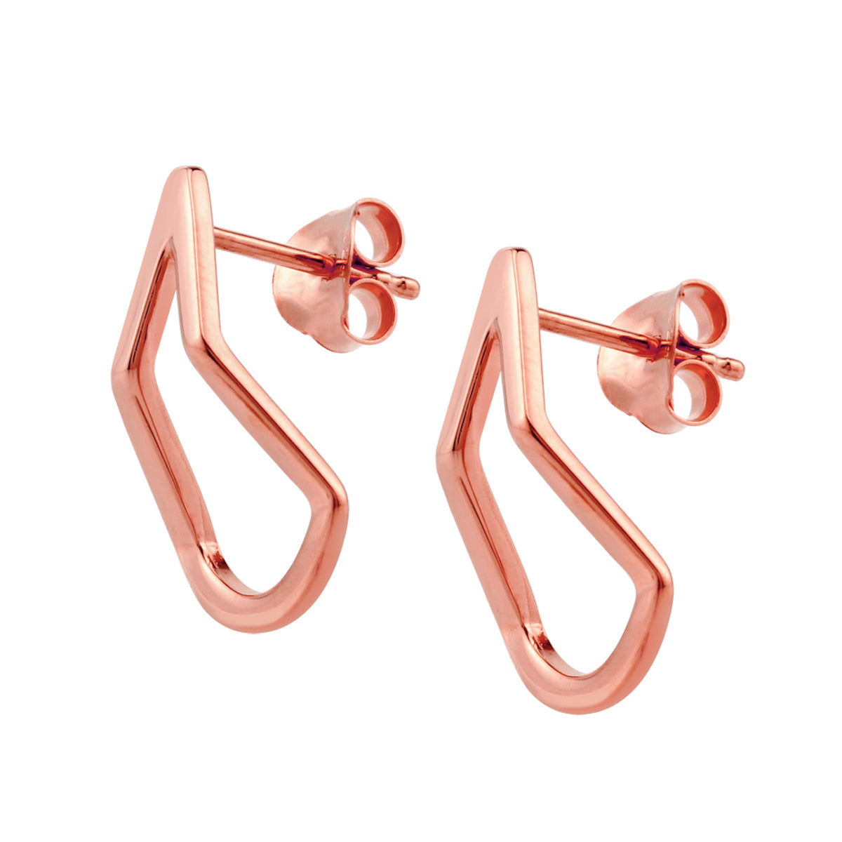 Rose Gold Plated 925 Sterling Silver Pear Drop Shape Geometric Stud Post Earrings