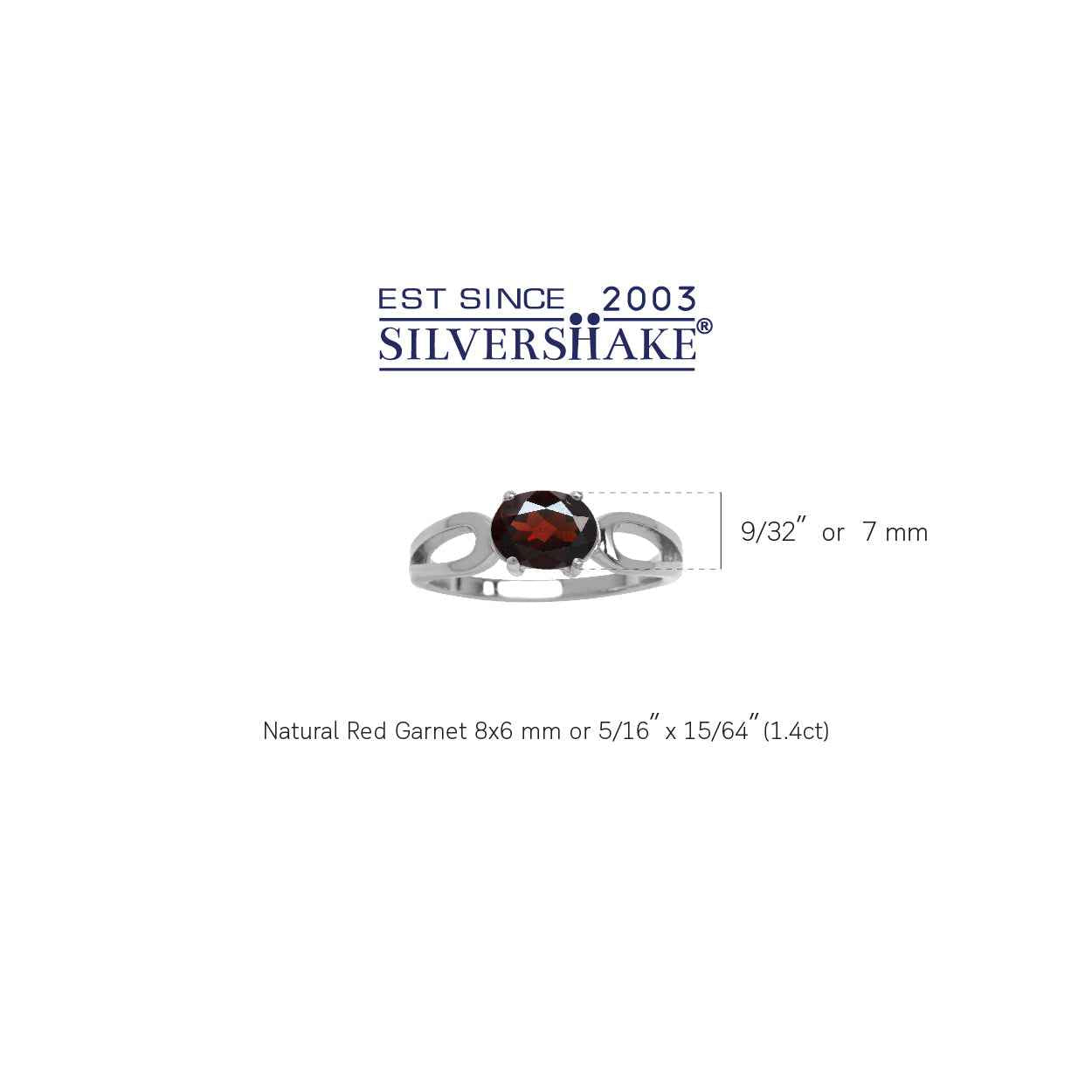 1.4ct. Natural Oval Shape Garnet 925 Sterling Silver Solitaire Ring