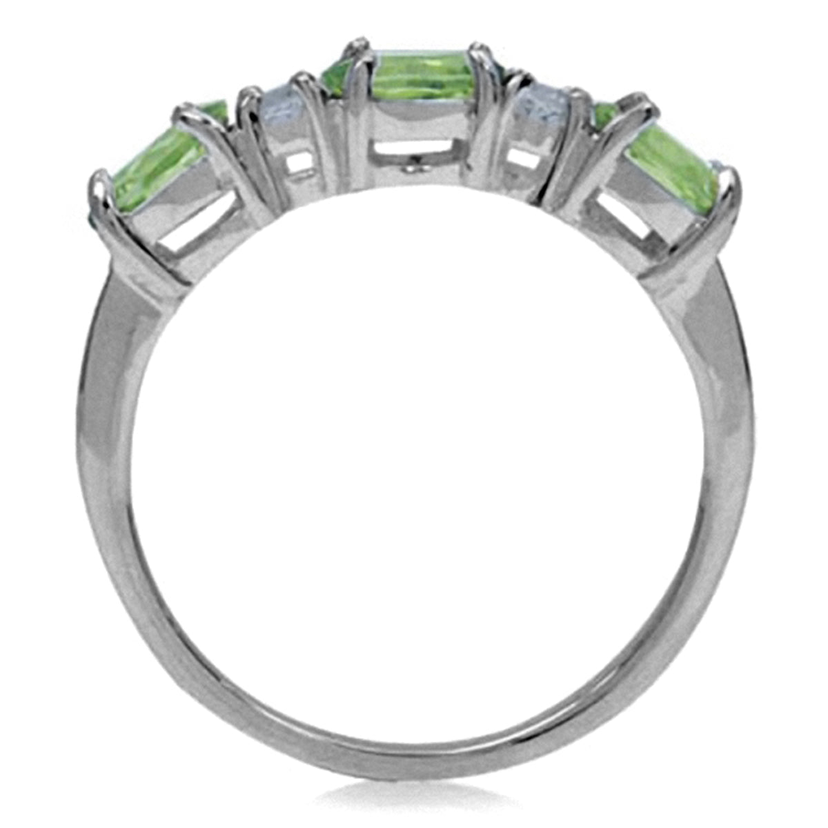 1.38ct. 3 Stone Natural Peridot and White Topaz 925 Sterling Silver Ring - Silvershake-store