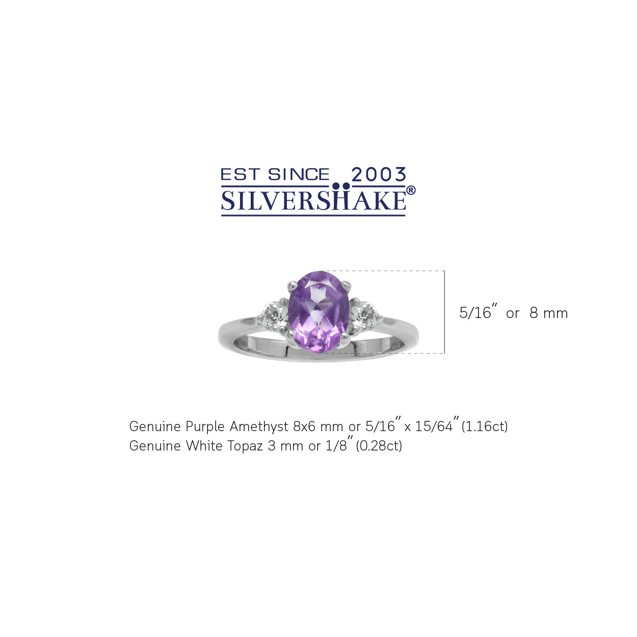 1.16ct. Natural Amethyst and White Topaz Gold Plated 925 Sterling Silver Engagement Ring