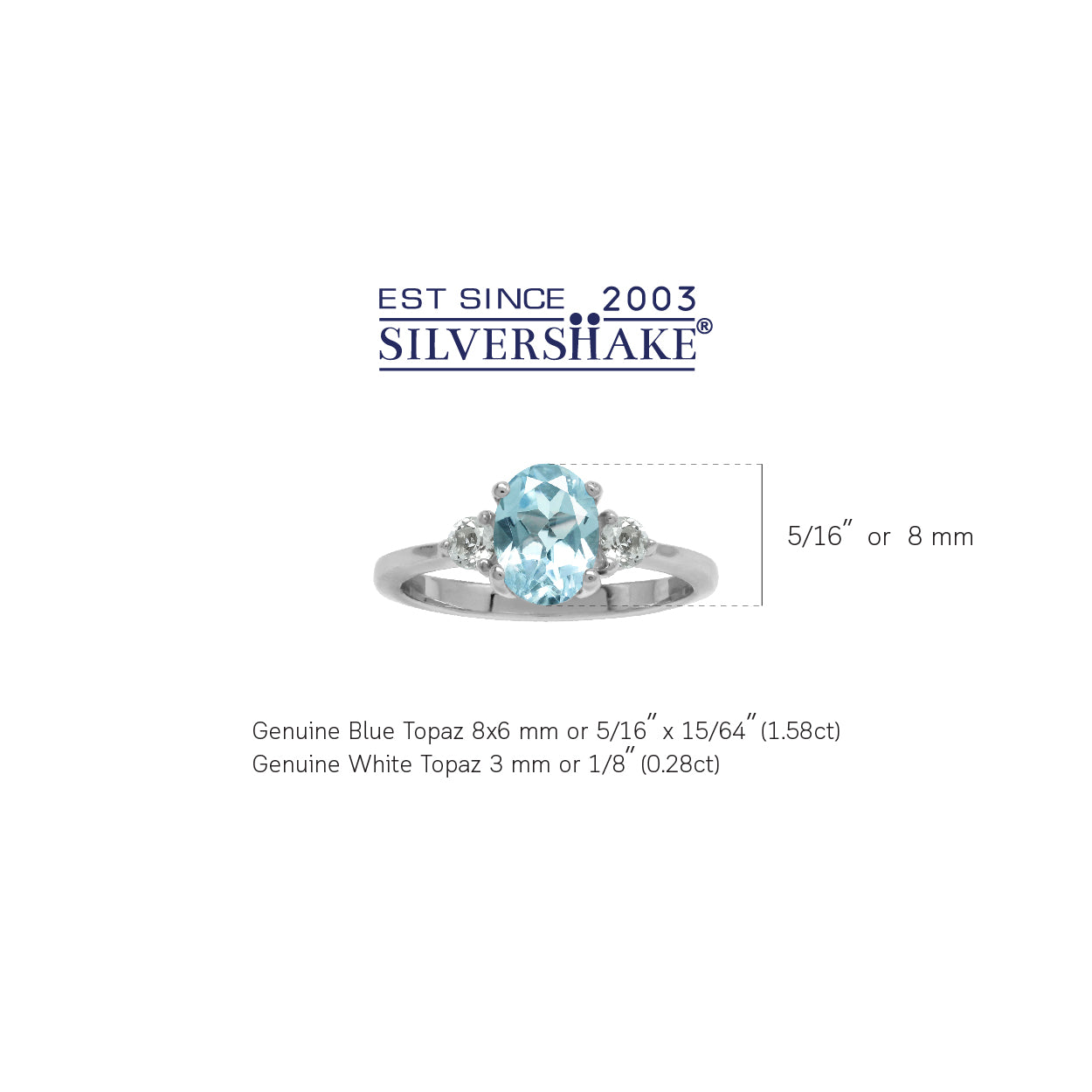 1.58ct. Genuine Blue Topaz White Gold Plated 925 Sterling Silver Engagement Ring - Silvershake-store