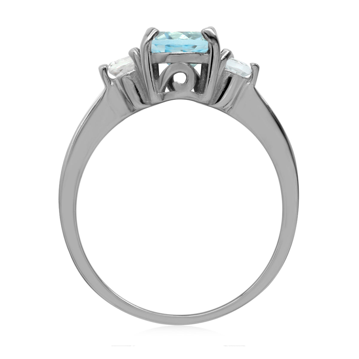 1.58ct. Genuine Blue Topaz White Gold Plated 925 Sterling Silver Engagement Ring - Silvershake-store