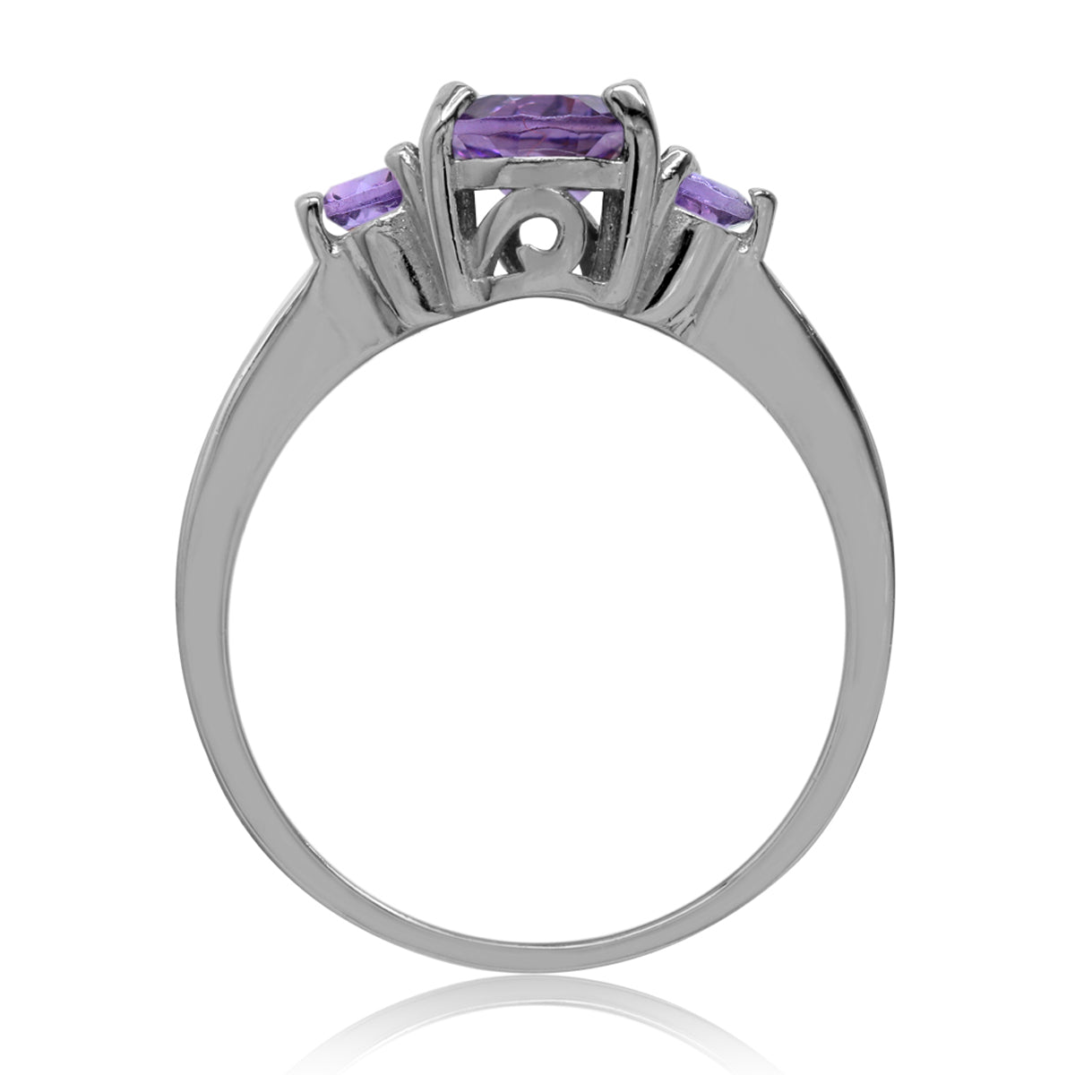 1.28ct. Natural Amethyst White Gold Plated 925 Sterling Silver Engagement Ring