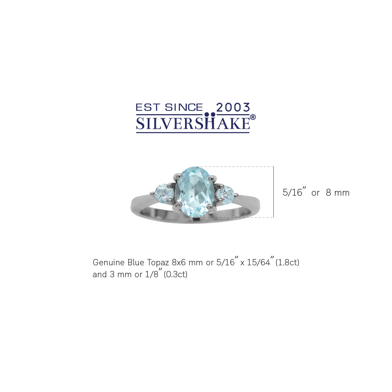 2.1ct. Genuine Blue Topaz White Gold Plated 925 Sterling Silver Engagement Ring - Silvershake-store