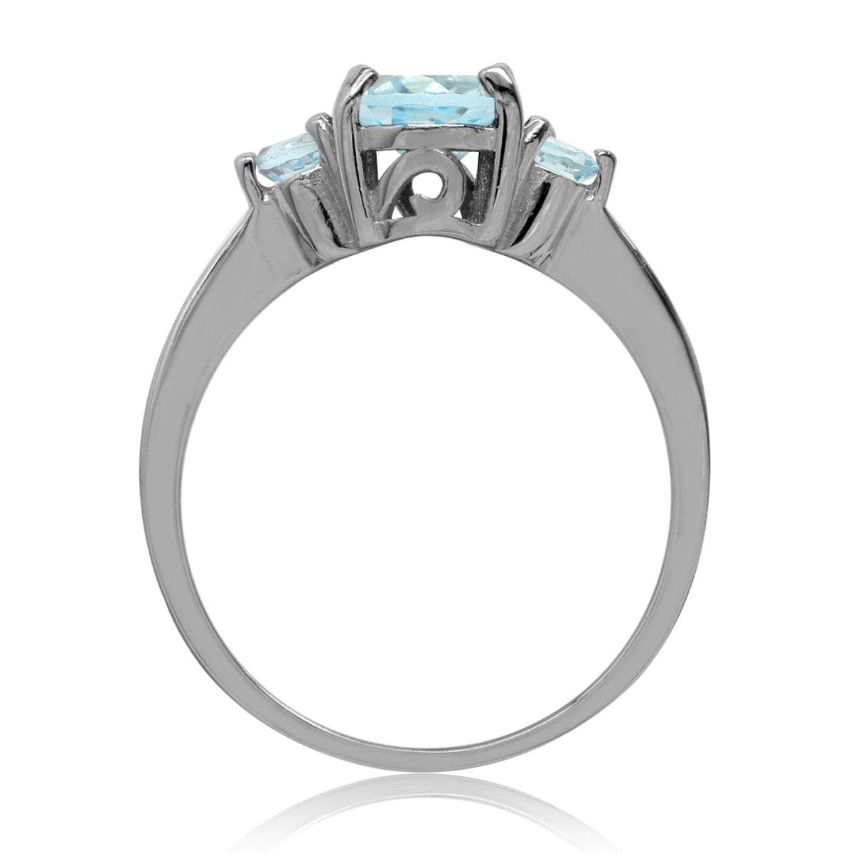 2.1ct. Genuine Blue Topaz White Gold Plated 925 Sterling Silver Engagement Ring - Silvershake-store
