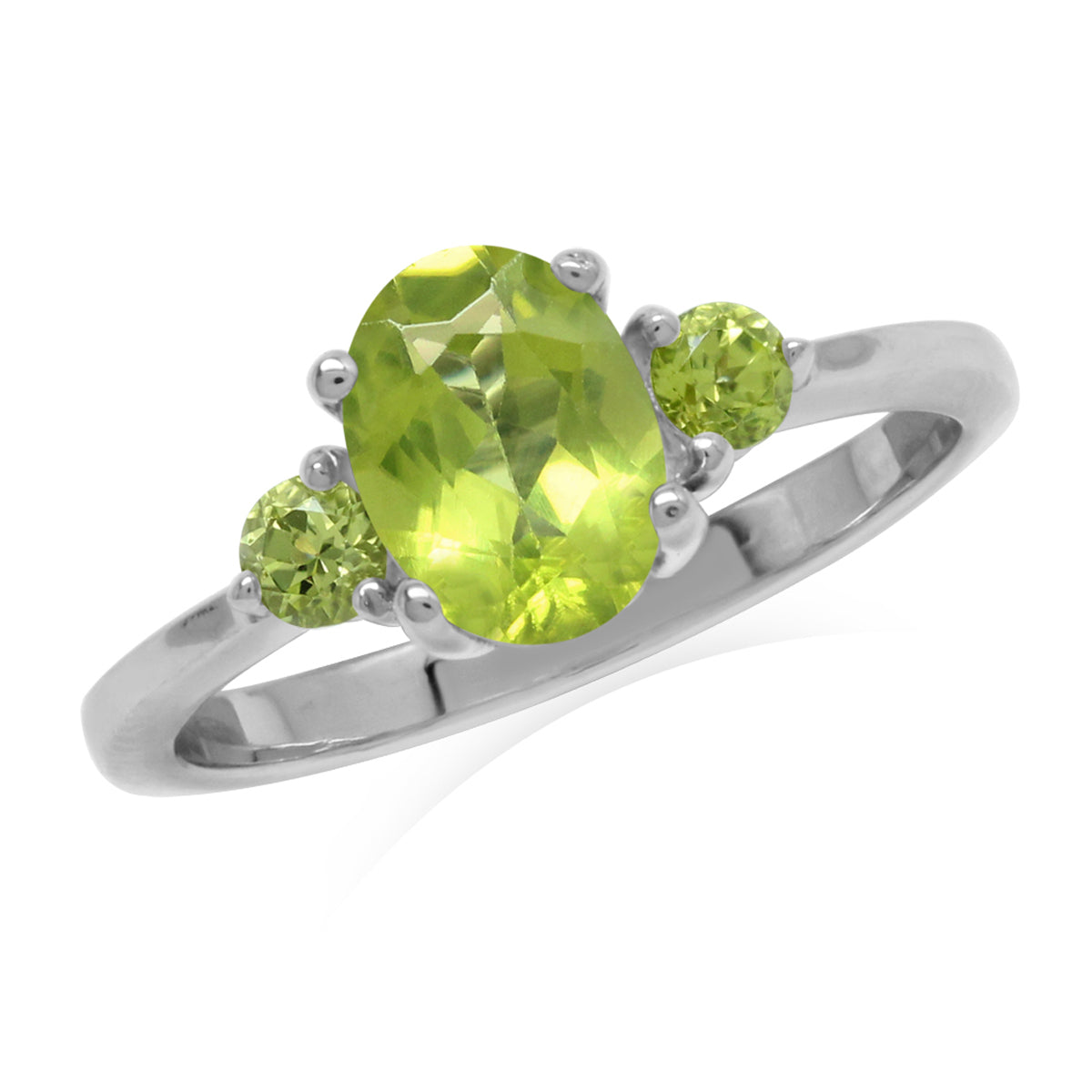 1.47ct. Natural Peridot White Gold Plated 925 Sterling Silver Engagement Ring - Silvershake-store