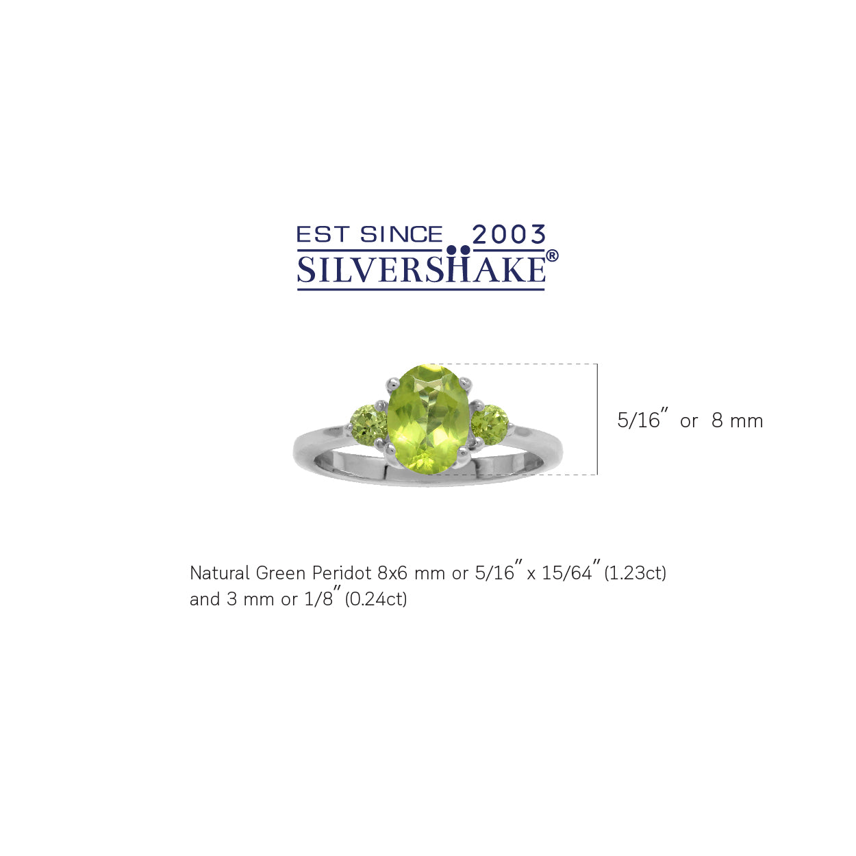 1.47ct. Natural Peridot White Gold Plated 925 Sterling Silver Engagement Ring - Silvershake-store