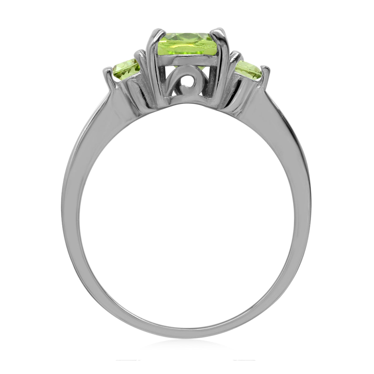 1.47ct. Natural Peridot White Gold Plated 925 Sterling Silver Engagement Ring - Silvershake-store