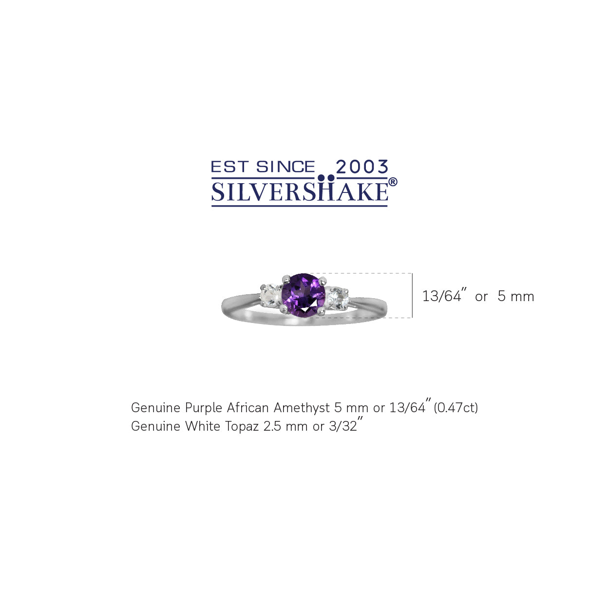 Petite Natural African Amethyst and White Topaz 925 Sterling Silver Ring - Silvershake-store