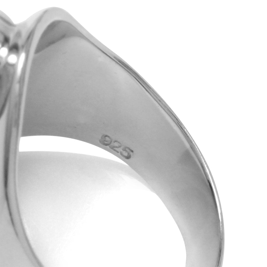 Abalone Paua Shell Inlay White Gold Plated 925 Sterling Silver Casual Armor Ring - Silvershake-store