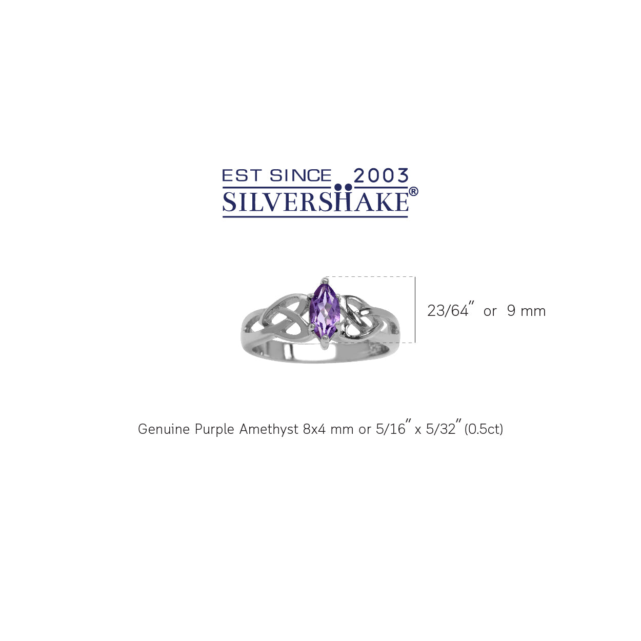 Natural Amethyst 925 Sterling Silver Celtic Knot Heart Ring - Silvershake-store