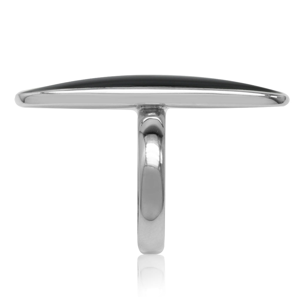 Long Created Black Onyx Inlay White Gold Plated 925 Sterling Silver Ring Jewelry for Women - Silvershake-store