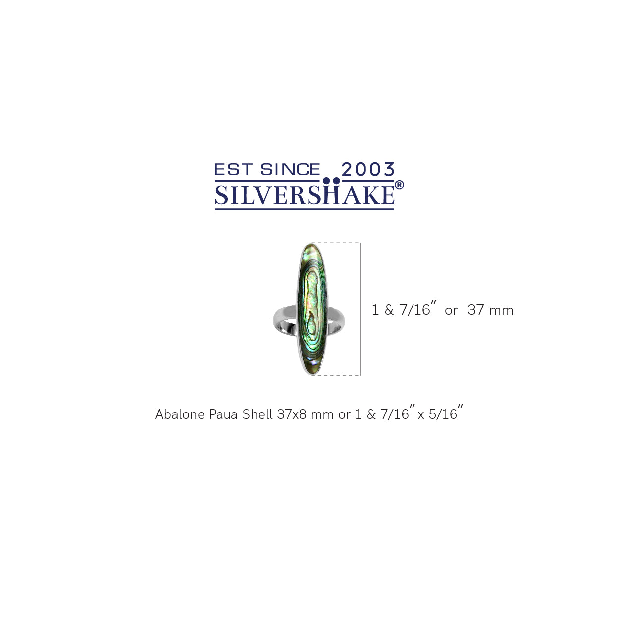 Long Abalone Paua Shell Inlay White Gold Plated 925 Sterling Silver Ring Jewelry for Women - Silvershake-store