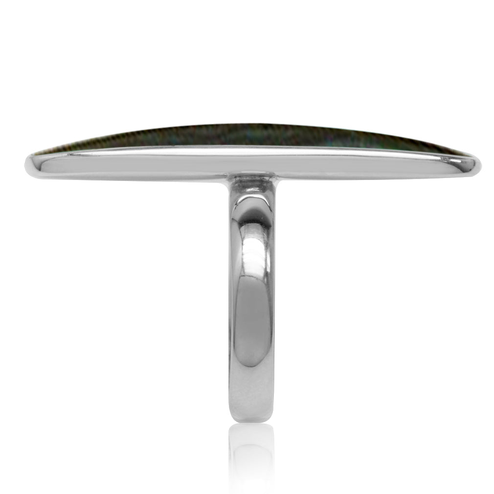 Long Abalone Paua Shell Inlay White Gold Plated 925 Sterling Silver Ring Jewelry for Women - Silvershake-store