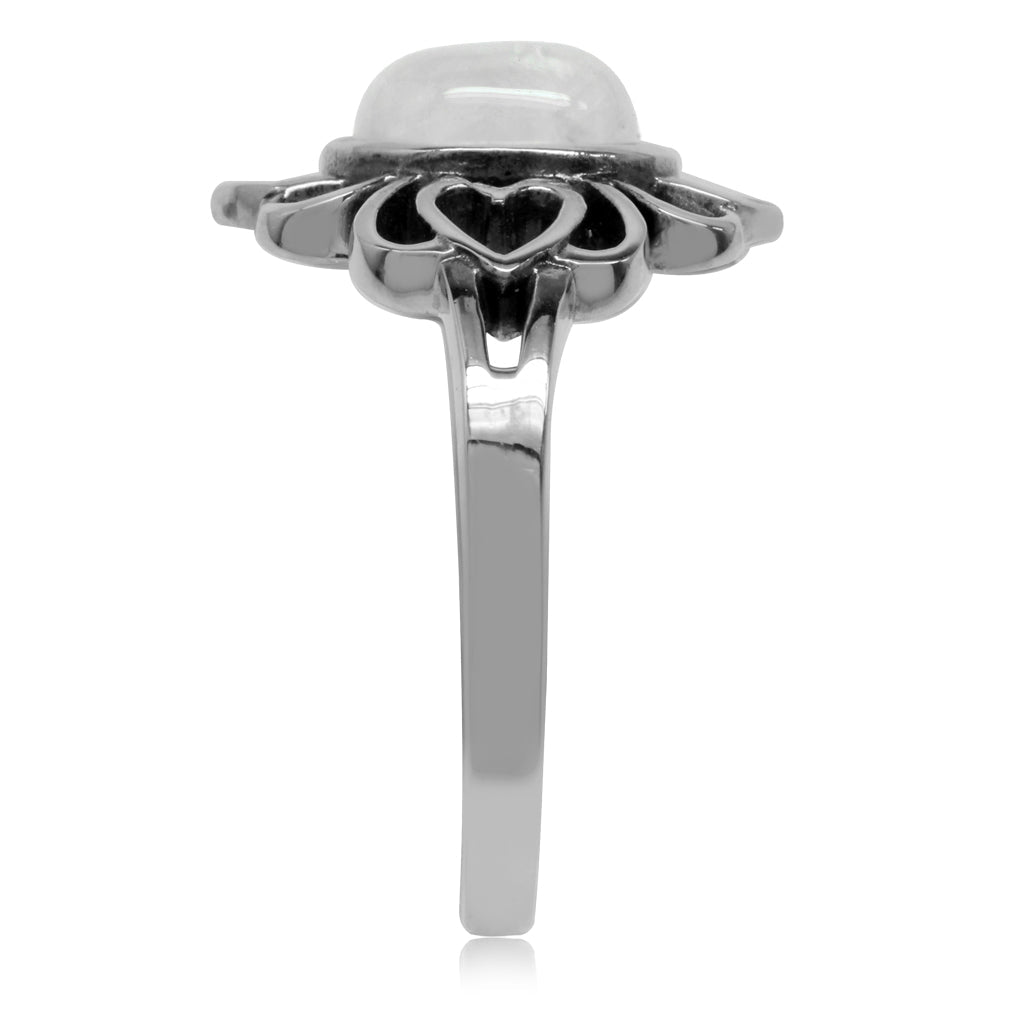 Natural Moonstone 925 Sterling Silver Filigree Flower Ring - Silvershake-store