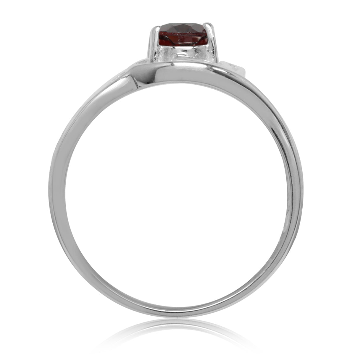 Natural Garnet White Gold Plated 925 Sterling Silver Swirl Solitaire Ring silvershake