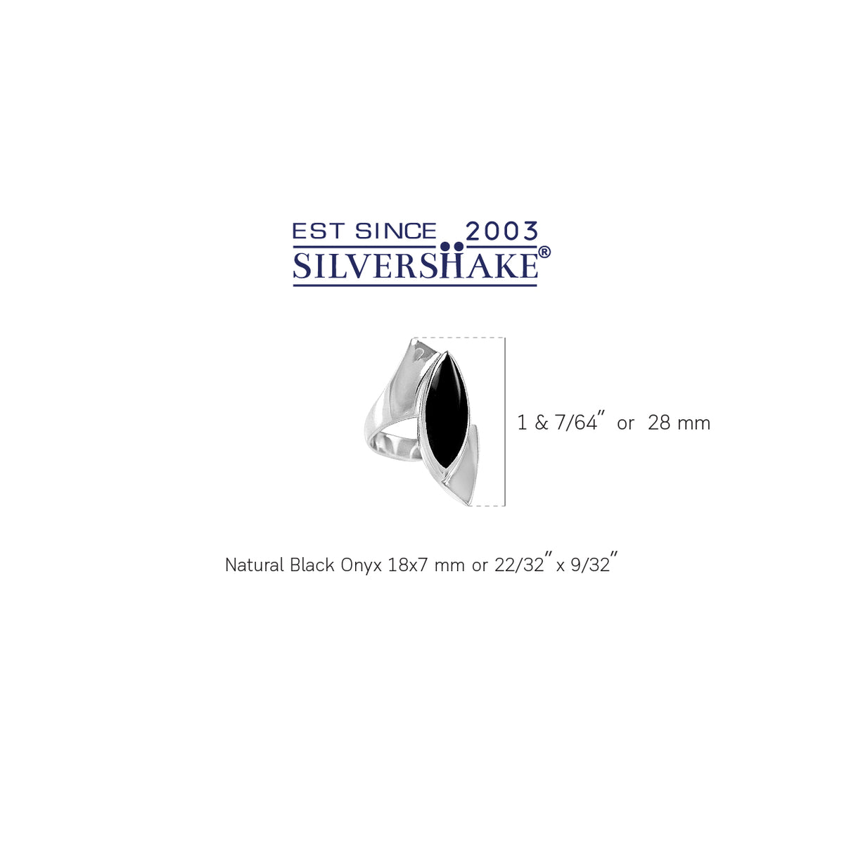 Marquise Shape Created Black Onyx White Gold Plated 925 Sterling Silver Ring silvershake