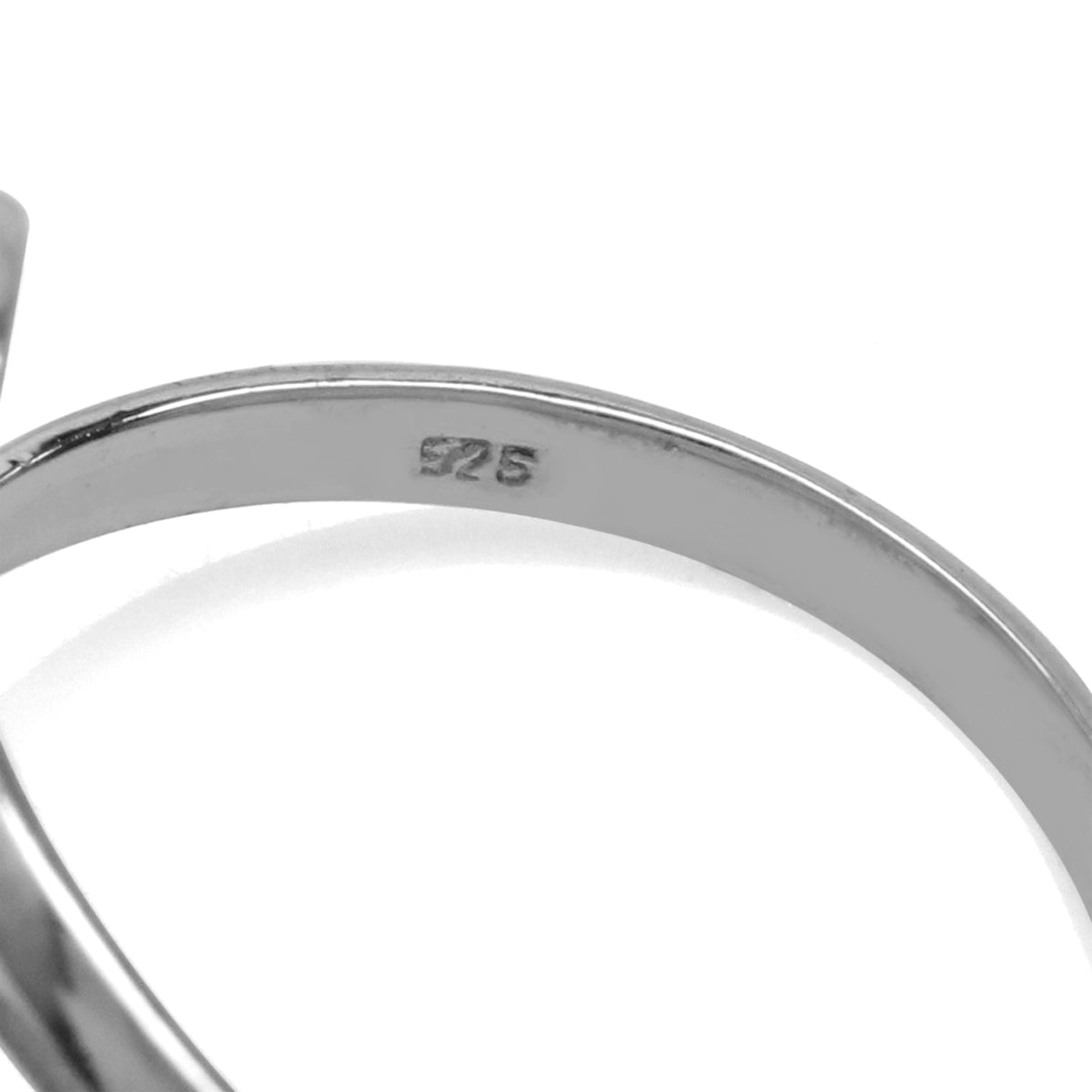 Created Black Onyx Inlay White Gold Plated 925 Sterling Silver Bypass Adjustable Ring silvershake