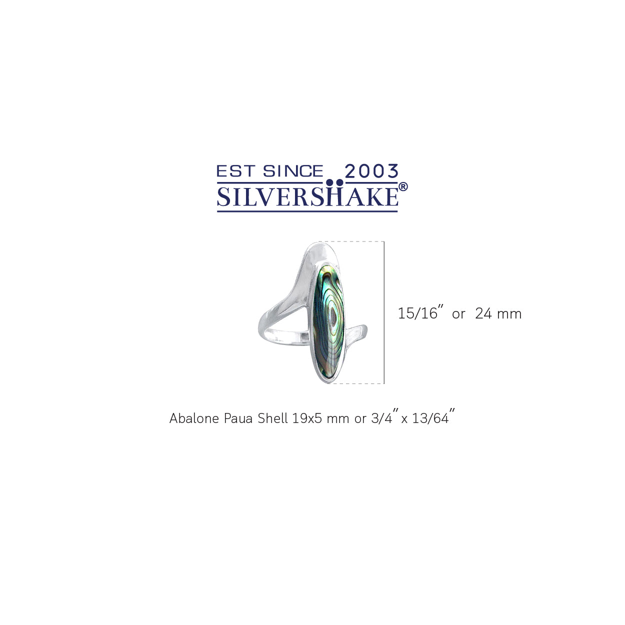 Long Abalone Paua Shell Inlay White Gold Plated 925 Sterling Silver Modern Style Ring - Silvershake-store