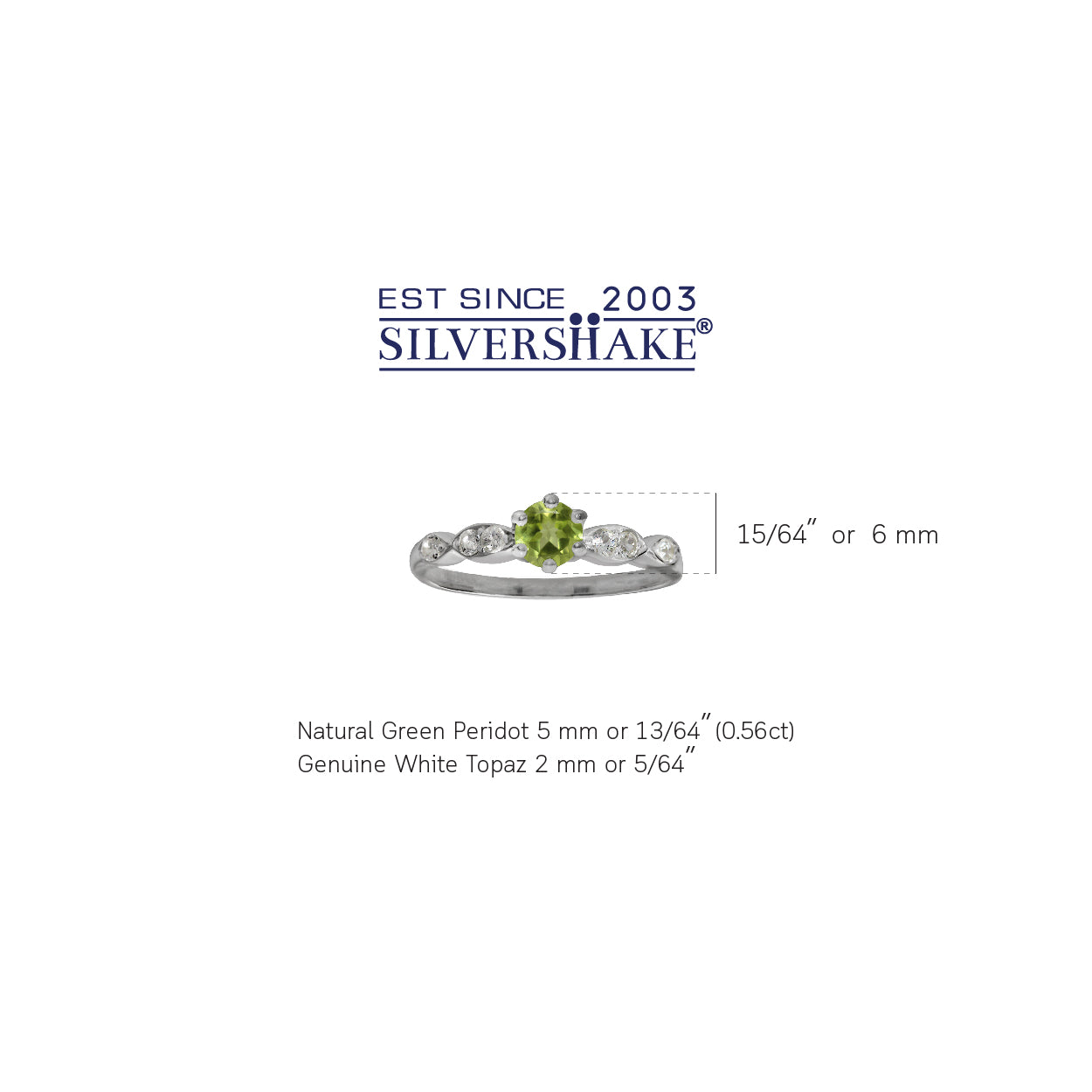Natural Peridot and White Topaz 925 Sterling Silver Engagement Ring - Silvershake-store