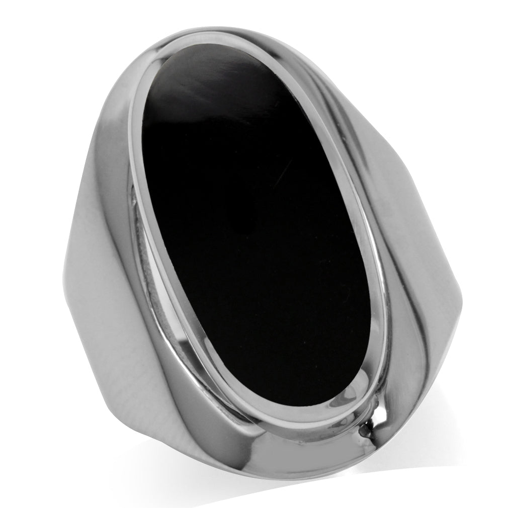 Created Black Onyx Inlay White Gold Plated 925 Sterling Silver Casual Armor Ring - Silvershake-store