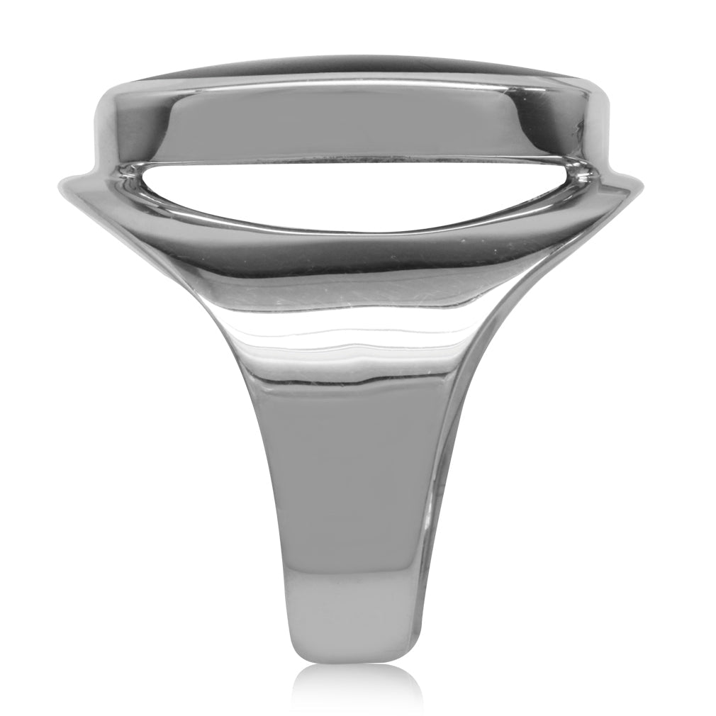 Created Black Onyx Inlay White Gold Plated 925 Sterling Silver Casual Armor Ring - Silvershake-store