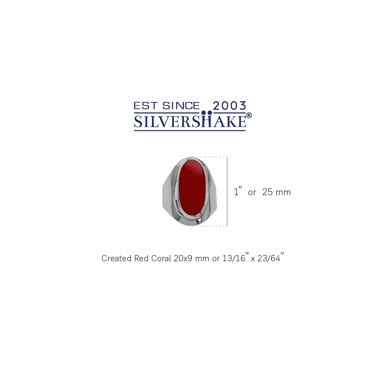 Created Red Coral Inlay White Gold Plated 925 Sterling Silver Casual Armor Ring - Silvershake-store