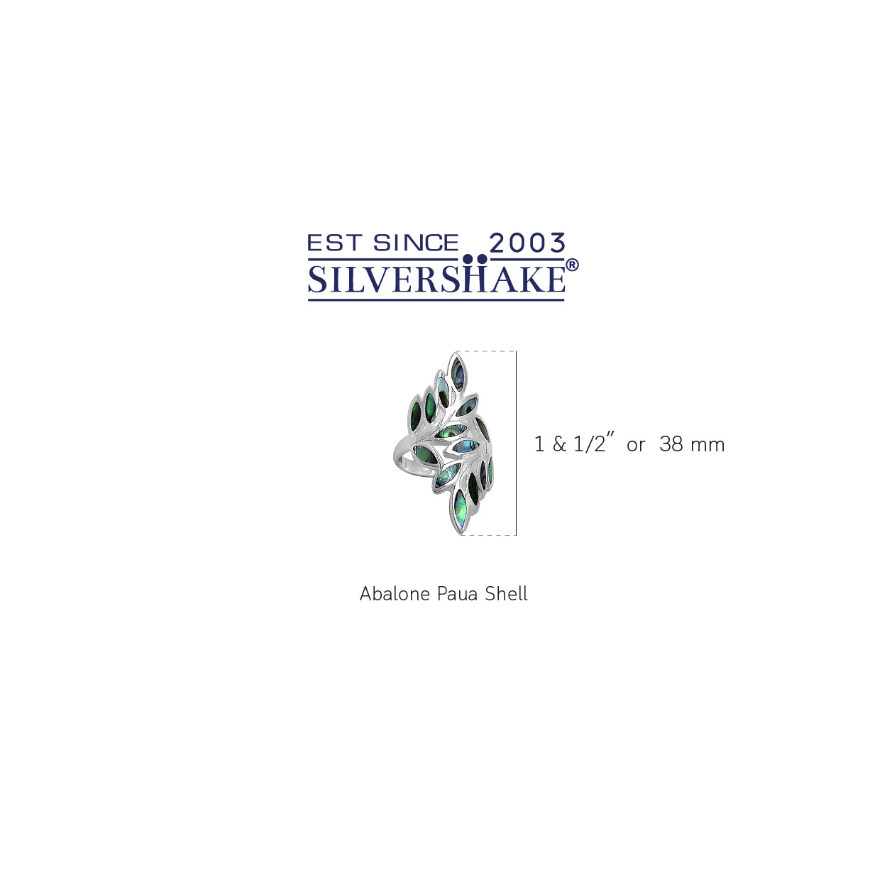 Abalone Paua Shell Inlay White Gold Plated 925 Sterling Silver Bypass Leaf Ring - Silvershake-store