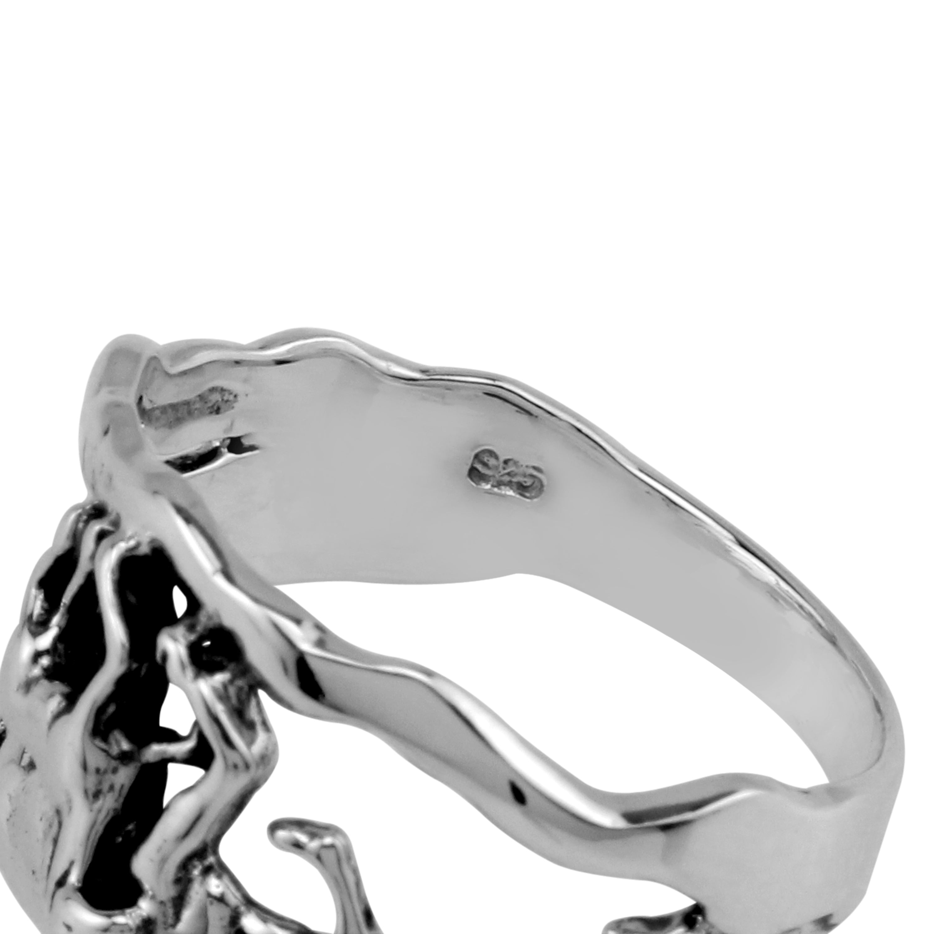 Double Horse 925 Sterling Silver with Antique Finish Ring - Silvershake-store