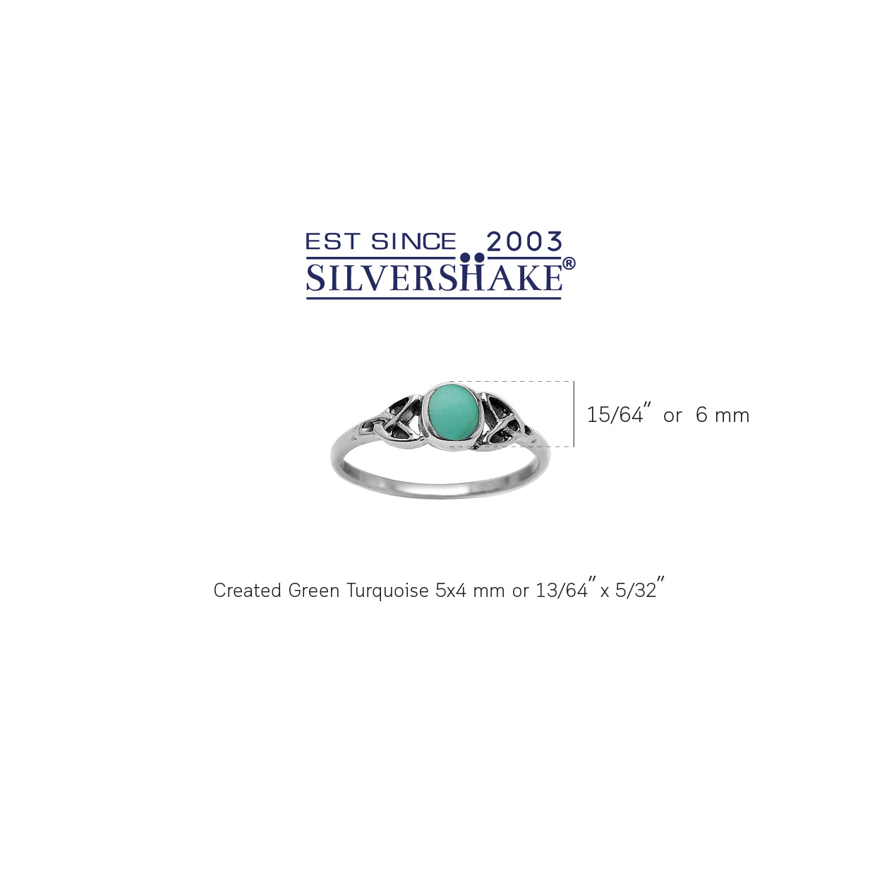 Petite Created Green Turquoise Inlay 925 Sterling Silver Celtic Knot Ring - Silvershake-store