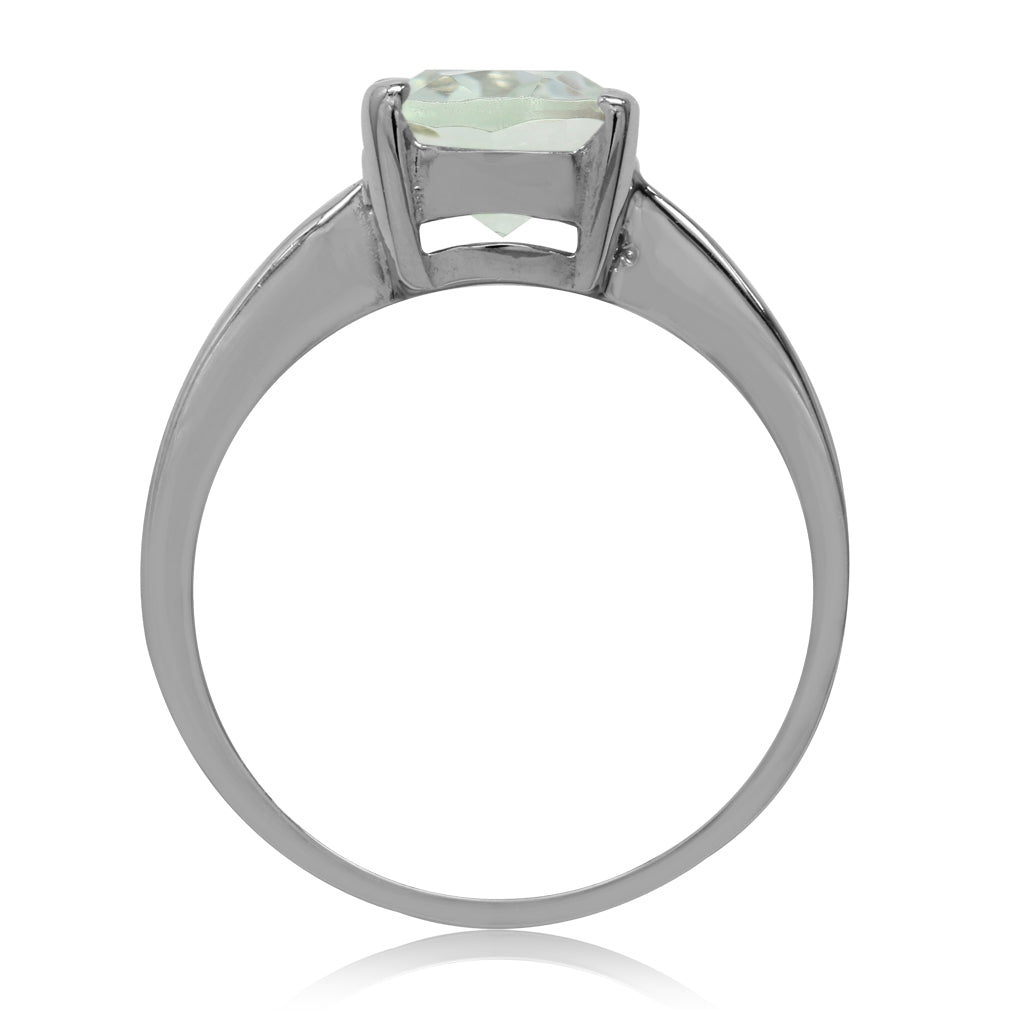 2.4ct. 10X8mm Natural Oval Shape Green Amethyst 925 Sterling Silver Classic Solitaire Ring - Silvershake-store