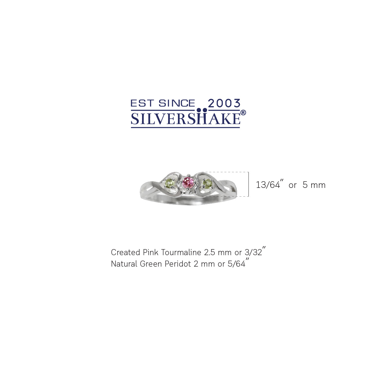 Petite Natural Pink Tourmaline and Peridot 925 Sterling Silver Twin Heart Ring - Silvershake-store