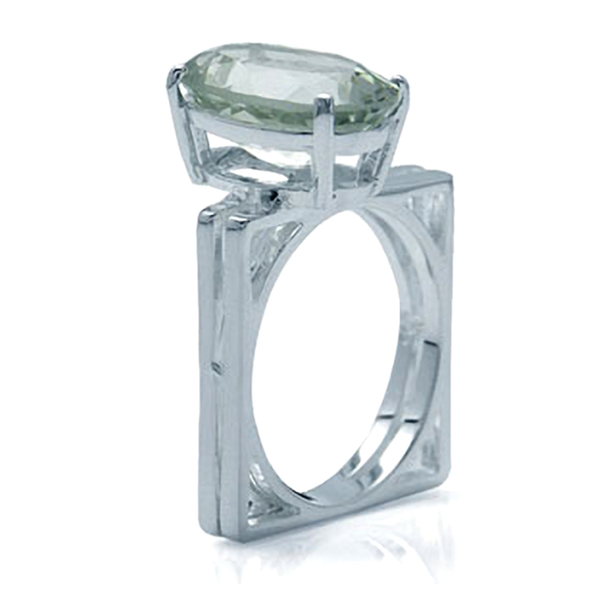5.9ct. 14x10MM Natural Oval Shape Green Amethyst 925 Sterling Silver Solitaire Ring silvershake