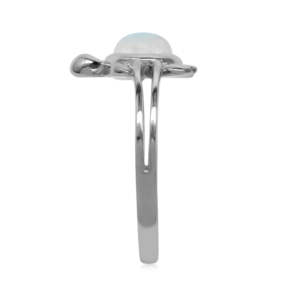 6mm Natural Round Shape Moonstone 925 Sterling Silver Turtle Fashion Casual Solitaire Ring