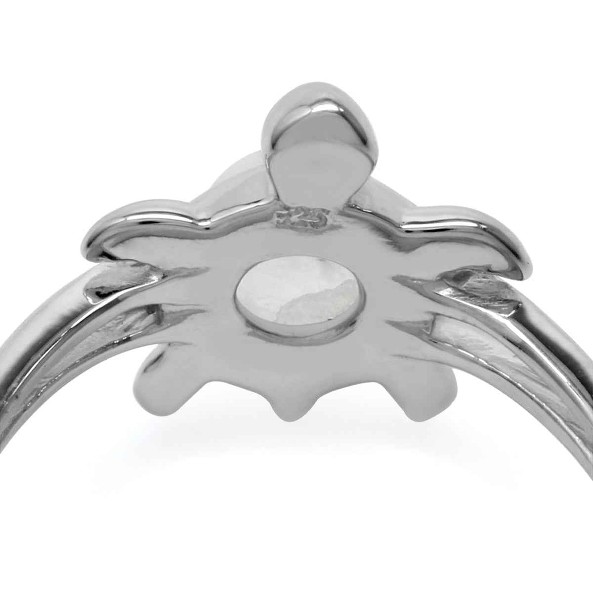 6mm Natural Round Shape Moonstone 925 Sterling Silver Turtle Fashion Casual Solitaire Ring