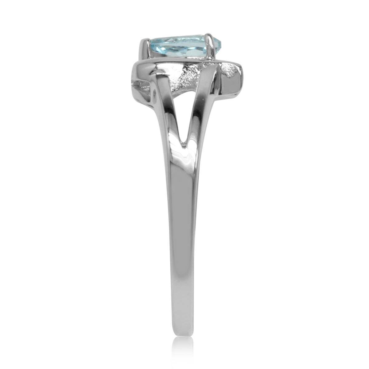 Genuine Blue Topaz 925 Sterling Silver Angel Wings Ring