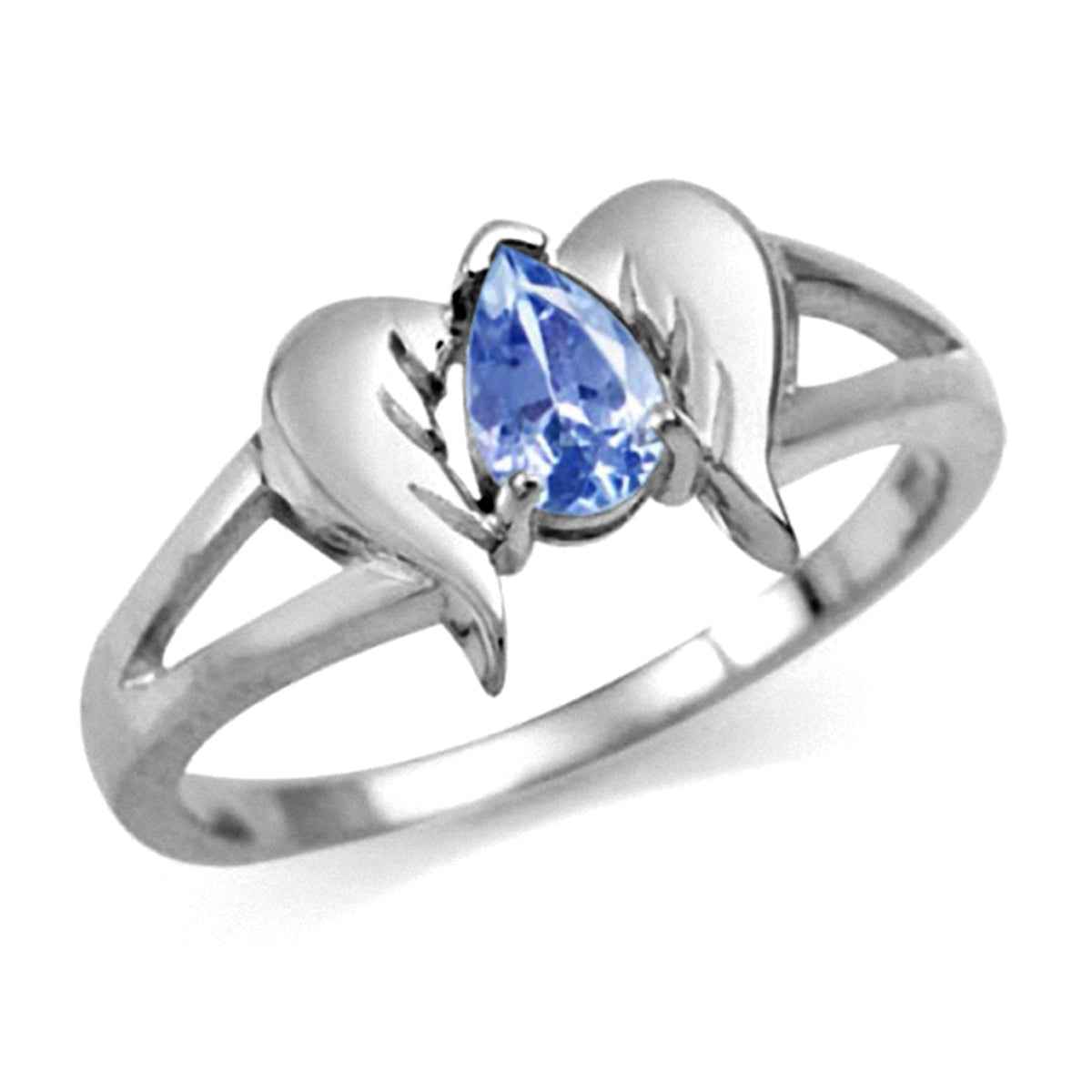 Genuine Tanzanite 925 Sterling Silver Angel Wings Ring