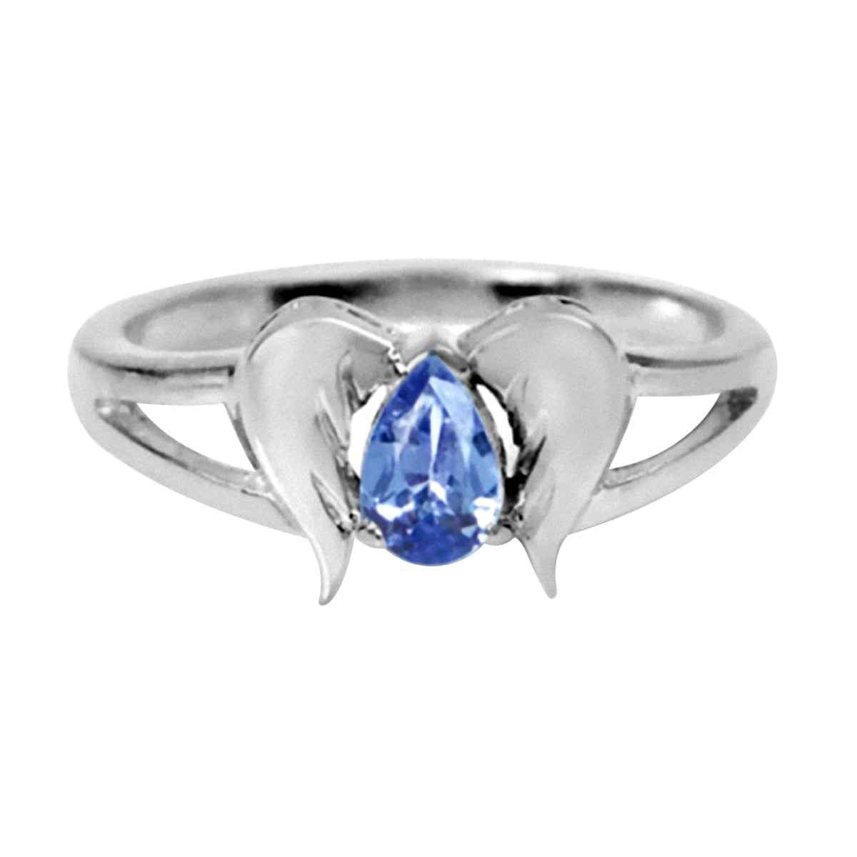 Genuine Tanzanite 925 Sterling Silver Angel Wings Ring