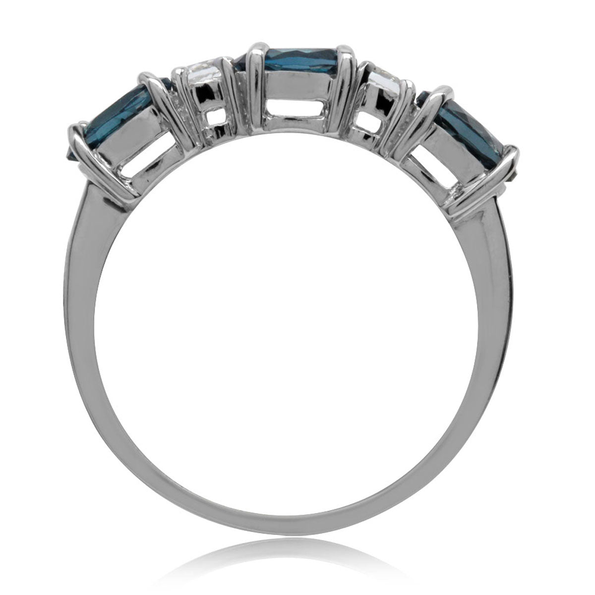 1.74ct. 3 Stone Genuine London Blue Topaz White Gold Plated 925 Sterling Silver Ring - Silvershake-store